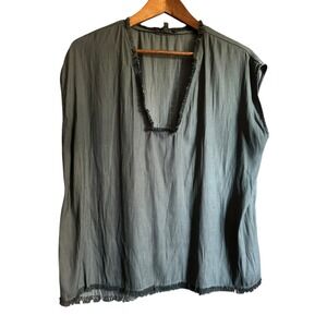 GRADE &‎ GATHER Gray V-Neck Fringe Sleeveless Tunic Top Women's Size L
